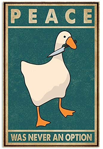 Retro Peace Was Never An Option Duck Poster Indoor Home Decor Geschenk Wanddekoration Metallschild Poster 20,3 x 30,5 cm