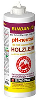 Holzleim BINDAN-IQ pH-neutral 1000 g Flasche der intelligente Holzleim inkl. Leimpsachtel und Pinsel von E-Com24 (BINDAN-IQ pH-neutral 1000 g Flasche)