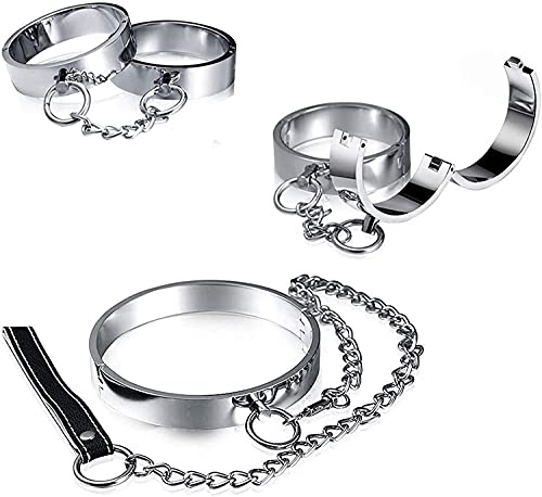 Stahl (Metall) Bondage Kit/Fesselset Für Hals, Hände Und Füße - Abschließbar Restraint Handschellen/Handfesseln, Fußfesseln + Halsband - BDSM Fetish Sklave Sexspielzeug,Mann/3 set