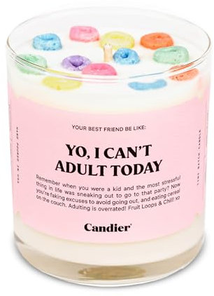 Can’t Adult Cereal Scented Candle, Natural Soy w/Fruit Loops & Cereal Milk Notes, Aromatherapy Candle for Relaxation, Unique Candles Gifts for Women, 60-Hour Burn Time - Candier by Ryan Porter