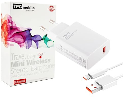 Snabb laddare 33W Turbo Charge för Xiaomi Note 9 Pro, Mi 10T, Mi 10S, Poco X3, Poco M2, M4 Pro, Mi 11i, Note 10, Note 10 Pro, Xiaomi Pad 5, Mi 11 Lite, NE, Mi 11T, Note 11, Note 11T