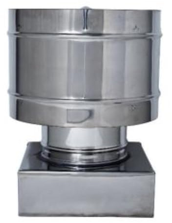 Comignolo Terminale Circolare 4 Venti Per Canna Fumaria Su Base Quadrata In Acciaio Inox per camino, stufa o caldaia (30 X 30 CM, Ø 200 mm)