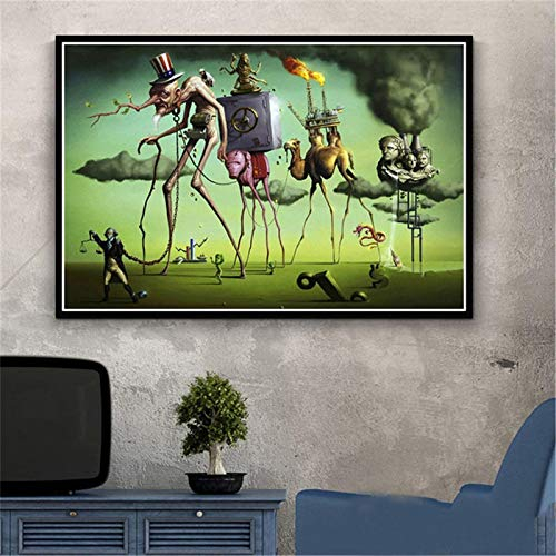 GEMMII Salvador Dali Surrealismus Wandbild Druck auf Leinwand XXL Retro Quadro Poster und Druck für Wohnzimmer Home Wall Decor 50x70cm Rahmenlos