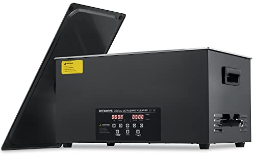 CREWORKS 22L Digital Ultrasonic Cleaning Machine with Degas and Gentle Mode, 480W Ultrasonic Cleaner Machine with Heater and Timer, 5.8 gal Ultrasound Cleaner for Retainer Watch Auto Tool Machine Part