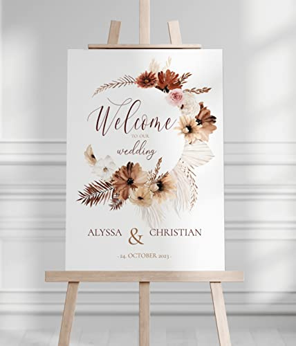 Manschin-Laserdesign Willkommensschild Aluverbund personalisiert - Made in Germany - Welcome Willkommen Schild für Hochzeit (45x30cm)