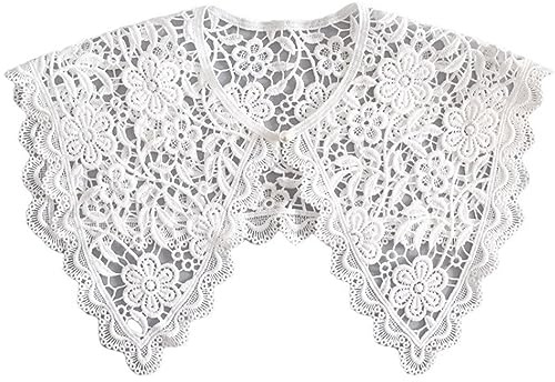 TRIXES Abnehmbarer Spitzenkragen – Damen-Modeaccessoire – Naturweiß | Besticktes / Applikationsdesign mit Blumenmuster – Perfekt zu Kleidern, Pullovern usw – Ideal für Kostüme und Verkleidungen