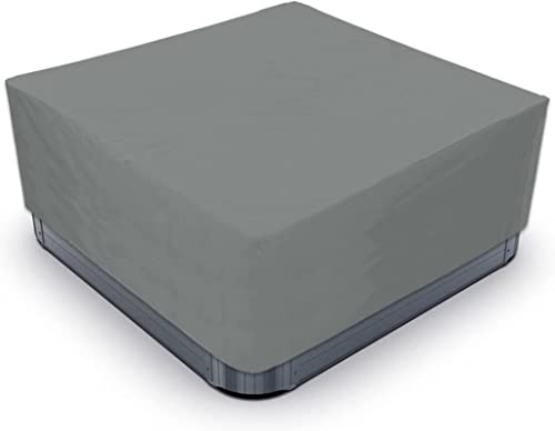 IBOWZ Couverture de Bain à Remous Carrée Couverture de Spa carrée extérieure imperméable en Tissu Oxford 210D, Protection UV, Couverture de Spa de Jardin pour Jacuzzi, Gris, 215x215x30cm