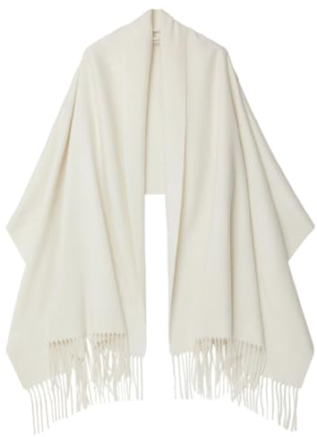 CLELLA Kaschmir Schal Damen mit Quasten Weiche Großer Deckenschal Mehrweg (Creme Weiß)