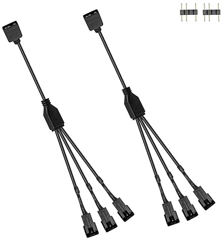 GINTOOYUN 2 PCS ARGB Splitter Kabel 5V 3 Pin adressierbares RGB Splitter Kabel 3-Pin auf SM 3Pin Stecker Adapterkabel für PC Led Streifen, 5V ARGB Fan, Computer Chassis (11.8Inch) (Stil 1)