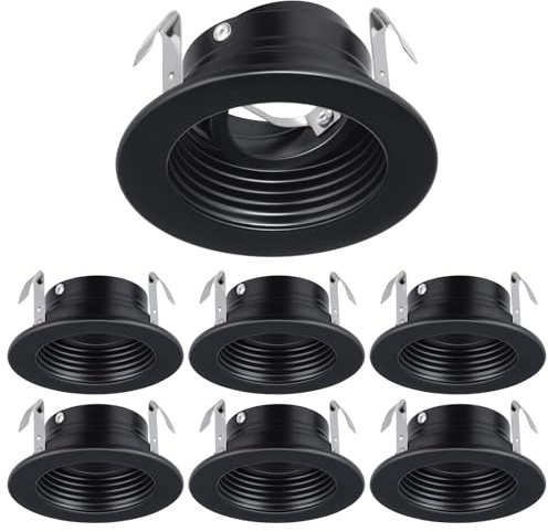 TORCHSTAR 3 Inch GU10 Trim, Recessed Gimbal Trim, Full Metal, Only for GU10/GU5.3/MR16, Adjustable Ceiling Can Light Covers, Fit Halo/Juno Remodel Housing, Black, Pack of 6