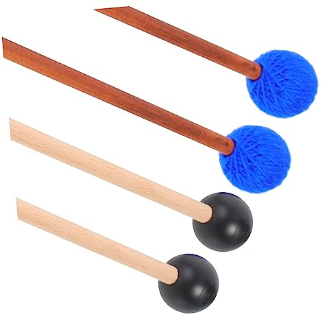 2 Paar Xylophonhammer für Marimba und Schlagzeug, Holz | Gummigriff, Garnwicklung, Ausgewogenes Gewicht, Praktisches Zubehör für Übung und Auftritt