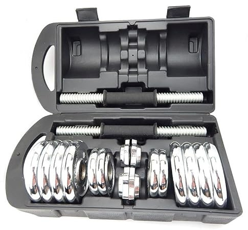 Fidusport 20 kg Hantel Set Silber Kofferset Hanteln Dumbbell Set Metall Chrom
