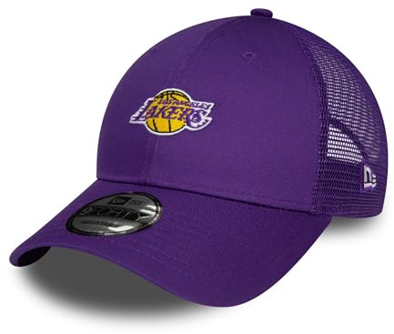 New Era Los Angeles Lakers NBA Baloncesto Gorra Ajustable Gorra de Camionero Morado Snapback Logo Equipo pequeño Malla