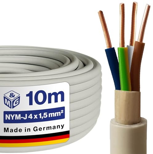 M&G Techno NYM-J 4x1,5 mm² Mantelleitung, 10m Feuchtraum Elektrokabel Grau
