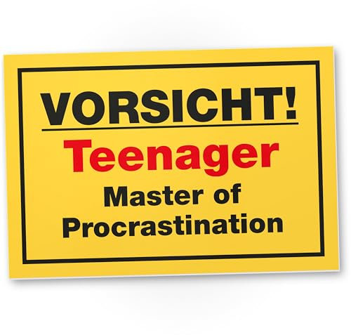 DankeDir! Master of Procrastination - Schild 30 x 20 cm - Geschenkidee Teenager Spruch Zimmer Türschild Jungen & Mädchen Jugendzimmer - Dekoration Deko Geschenk Idee Jugendliche Tür Deko Geburtstag