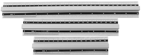 CAXUSD 3-Teiliges Aluminium Lineal-Set Mit Griffen Messwerkzeug Für Geometrie Zentimeter- Und Zoll-Skala Für Schule Büro Künstler Und Heimwerker