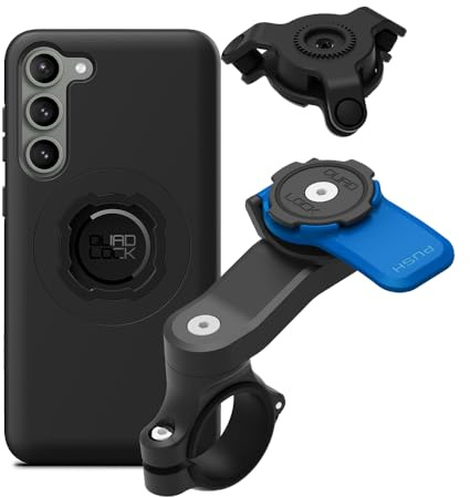 Quad Lock Telefonfäste för Motorcykelstyre med Vibrationsdämpare och MAG-fodral för Galaxy S23+