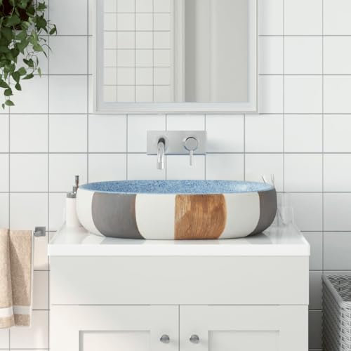 ShGaxin Lavabo sobre encimera Ovalado cerámica Multicolor 59x40x14 cm, Fregadero, Lavabo Baño, Lavamanos Baño, Lavatorio Casa De Banho, Mueble Lavabo sobre Encimera - 155108