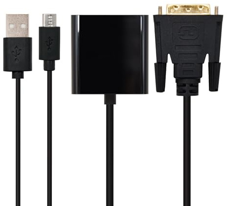 Blendend Conversor DVI 24+1 a VGA HDB15, negro, 10 cm, ideal para conectar dispositivos DVI a monitores VGA.