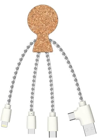 Xoopar Mr Bio 4-in-1 Multi USB Kabel in Form eines Oktopus Cork – Ladegerät aus Kork Universal für Smartphone Apple iPhone Samsung Google Huawey Xiaomi OnePlus LG Kindle