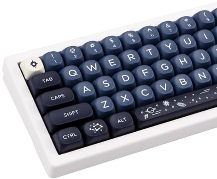 GEKUCAP MOA Keycaps 126 Keys PBT Keycaps Dye-Sublimation Custom Keyboard Key Caps Set for Cherry Gateron MX Switches Mechanical Keyboards, Black Blue Space Theme Key Caps