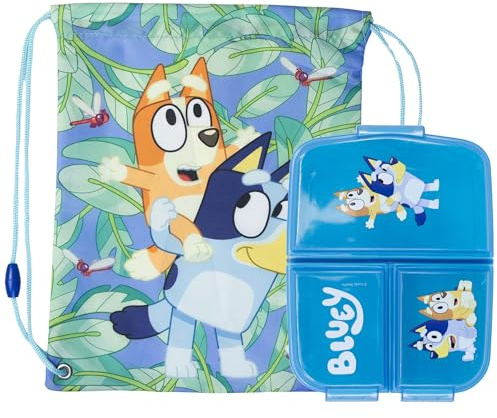 Sorrisini Children's Lunch Box, Breakfast Box for kids, Brotdose für Kinder, Lunchtasche for Picnic, Kindergarten, Rucksack für Gymnastik und Ausflüge Bluey
