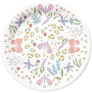 Cheerland Butterfly Paper Plates Garden Tea Party Decorations Spring Paper Plate Floral Disposable Tableware Kids Birthday Celebration Baby Shower Butterflies Birthday Decoration Supplies -Pack of 24