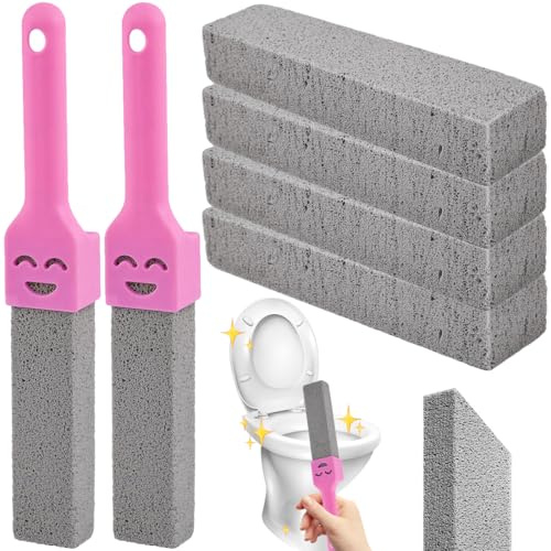 Limpiador de inodoro de piedra pómez, 4 unidades, piedra pómez con 2 asas, intercambiable, piedra pómez natural para piscinas de mano, eliminador de piedras pómez, cuidado de pies