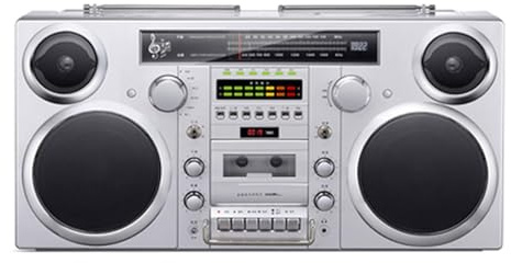 OZTYSGXM Enregistreur de Cassette Radio AM/FM RéTro Style AnnéEs 80, Lecteur de Cassettes Vintage Portable avec PoignéE, Prise en Charge Lecture Cartes SD/USB – pour RéUnion Famille,White