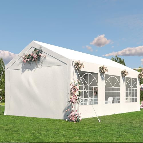 TRIUMPHKEY Partyzelt Pavillon 3x6 Wasserdicht Stabil Gartenzelt UV Schutz 50+ Zelt 170g PE Plane Festzelt Bierzelt Gartenpavillon für Garten, Party, Festival, Hochzeit, weiß