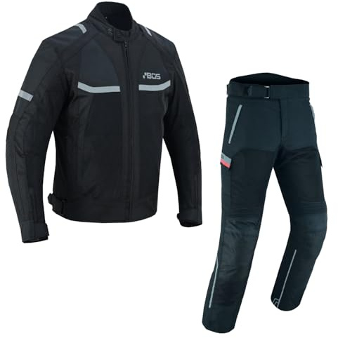 BOSmoto Motorradkombi Textil mit Protektoren 2-teiler Motorradjacke & Motorradhose, atmungsaktiv & wasserdicht,Herren Motorrad Textil kombi,Motorrad Jacke und Hose (BLACK, 3XL)