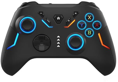 Wireless Gaming Controller for Switch and PC, RGB Lighting, 6-Axis Gyroscope, Programmable Macro (Black)