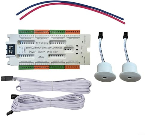 JGmotorfi LED Motion Sensor, 32 Channel Staircase Light Avoid Short Circuit Controller, For Staircase Controller,Stair Light Controller With 5 Brightness Level