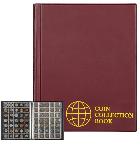 Album per monete da 350 tasche - 10 fogli Libro per la raccolta di monete 35×30mm Griglia Portaoggetti per collezionisti Sterline Penny Cent Euro CS0235RE