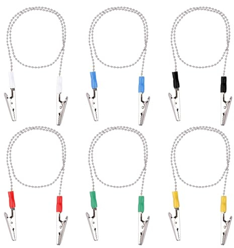 Tinoaly 6stk Dental-Bib-Clips mit Serviettenkette, 48cm Metall-Bib-Halter für Zahnkliniken Wiederverwendbare Halsketten-Lanyard mit Alligator-Clips für Zahnärzte Kinder Erwachsene Gesichtsschutz