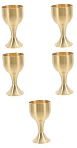 Holibanna 5 Pièces Verre à Vin En Laiton Verres à Vin Gobelet Tasses Gobelets Vintage Coupe à Vin Calice Ancien Gobelet En or Vintage Calice De Vin Golden Alliage De Cuivre