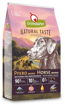 GranataPet Natural Taste Cavallo Mono, cibo secco monoproteico per cani senza cereali e senza zuccheri additivi, 4 kg