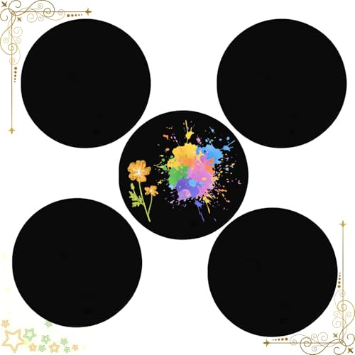 Lot de 5 plaques acryliques noires - 15 cm - Plaque en plastique acrylique - Plaque en plastique acrylique - Cercle pour travaux manuels, peinture, décoration de Noël