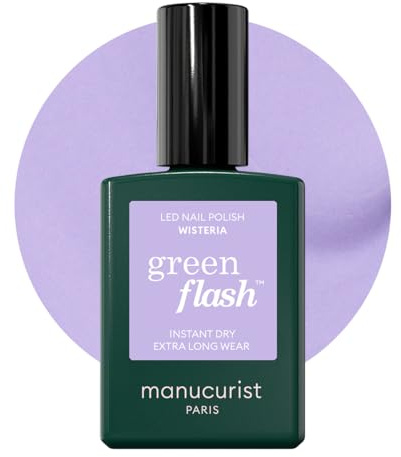 Manucurist Green Flash Smalto Lilla Pastello Wisteria | Smalto Gel UV/LED per Unghie - 12-Free, Bio-Based fino all'84% - Manicure Professionale - 15 ml