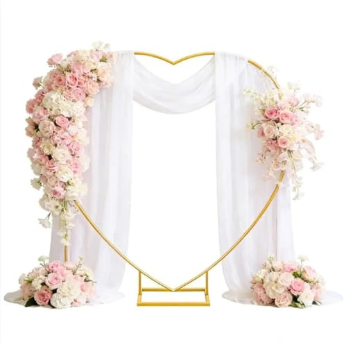 NEWFUN Arco Palloncini Struttura, Arco Palloncini Struttura,Adatto per Matrimoni, Battesimi, Feste di Compleanno, Celebrazioni di Anniversario, Dorato Arco Nuziale a Forma di Cuore 2 x 2 Metri