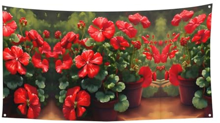 Rote Geranien Event Hintergrund Banner Party Dekoration Perfekt für Partys und Feiern 180 x 90 cm