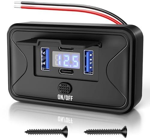 Wolfwill 78W 4-Port USB Outlet Charger 12V 24V, 30W 36W PD3.0 & Dual 18W QC3.0, Wall Surface/Flush Mount Socket Panel with Power Switch for Car Bus RV Truck Marine Golf Cart