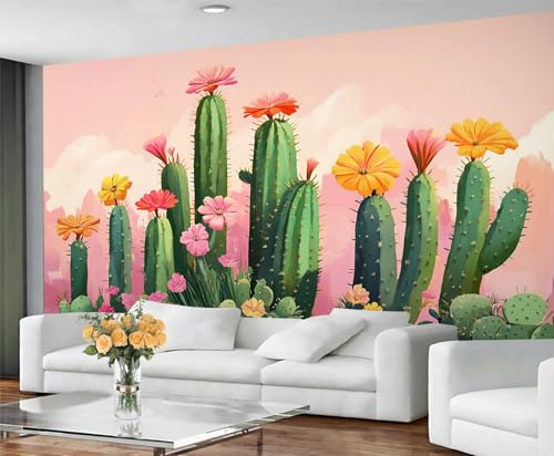 YXQAIED Wallpaper - Cactus Photo Wallpaper,Aztec Wallpapers for Living Room, Western Plants Bedroom Wall Paper, Not Self Adhesive Large Wall Murals