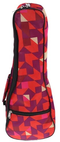 GOOHOCHY Ukulele Tasche Oxford Rot mit Geometrischem Muster Gepolstert Reißfest Modisch Schützend mit Tragegriff und Schultergurten Robust für Konzert Tenor ukulele