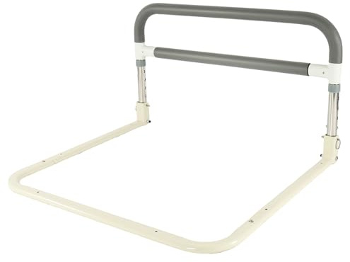 TINMAGI Aufstehhilfe Bett für Senioren, Bettgitter rausfallschutz, Rausfallschutz Bett Klappbar, Einstiegshilfe für das Bett, Verstellbare HöHe, FüR Schwangere,äLtere Menschen,Postoperativ (Grau-Weiß)