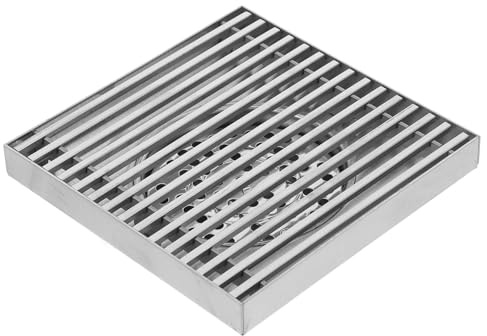 CORHAD Großer Quadratischer Abflussrost aus Edelstahl 15x15cm mit Vollstab für Außenbereich Geruchsverschluss Bodenablauf für Garten Terrasse und Hof Passend für 100/110mm Rohre