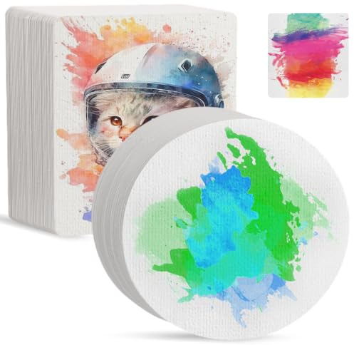160 Blätter Aquarellpapier 300g, Quadratisches & Runde Aquarellblock Watercolor Paper, DIY Aquarell Postkarten Blanko, Watercolor Sketchbook für Aquarell (10x10cm)