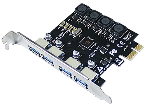 IDEAPRO 4-Port PCI-E to USB 3.0 PCI Express Expansion Card PCIe Card Super Speed Up to 5Gbps, No extra Power Connector for Desktops Windows XP/Vista/7/8/10 (4 Ports)