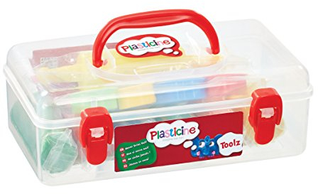 Plasticine Toolz Werkzeugkasten – Enthält 7 leuchtende Plastilinfarben, 5 Formschneider, Modellierwerkzeug und Glatte Walze, perfekt zum Modellieren, Modellieren und Basteln
