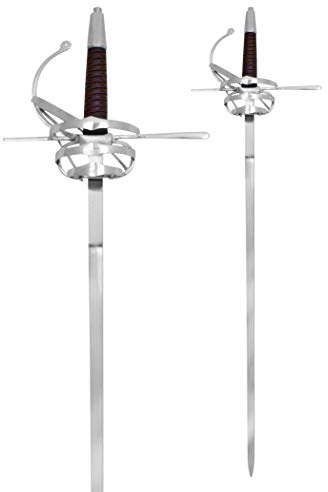 Battle-Merchant Rapier inkl. Scheide, Handgeschmiedet aus Stahl | Europäische Schwert Replik, 16. Jh., Spätmittelalter, Historisches Sammlerstück & Dekoration, ab 18